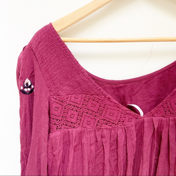 free people plum embroidered dress  XS - Picture 7 of 8